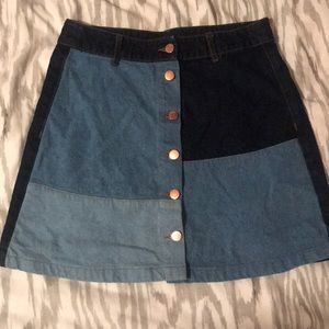Patchwork denim skirt